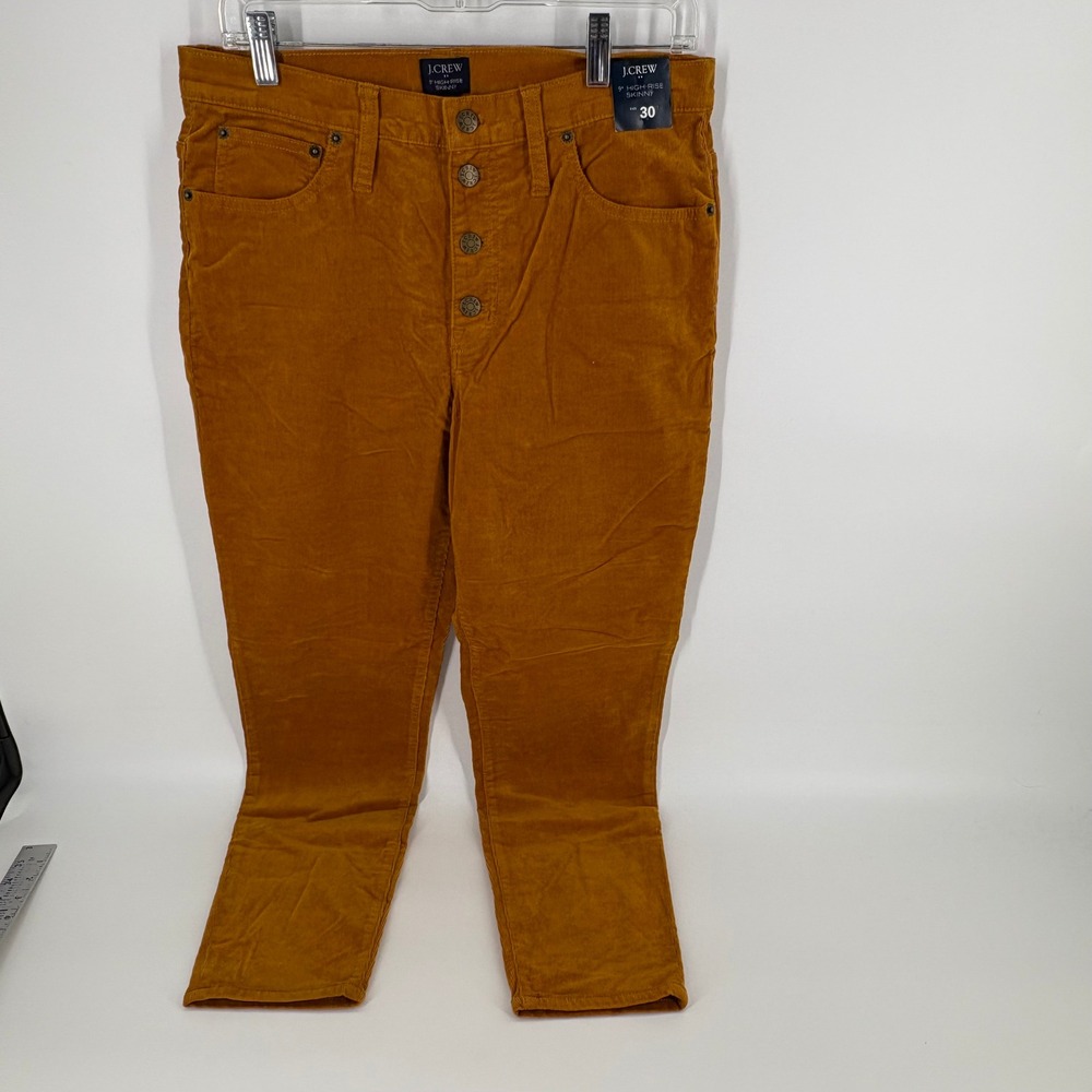 J. Crew Womens 9" High-Rise Skinny Corduroy Pants Button Fly Size‎ 30 ORO